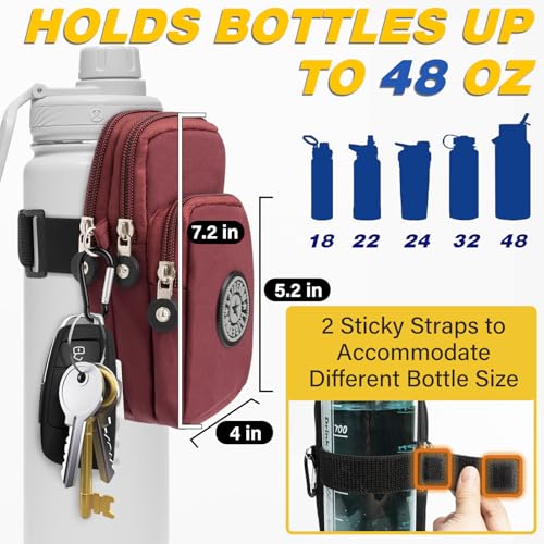 Gym Water Caddy with Phone Holder, Water Bottle Sleeve Bag with Pocket for Cards, Keys, Wallet, Gym Bottle Accessories for Men Women - color: Purple