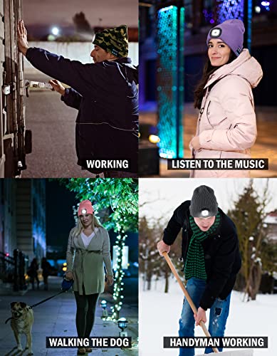 Wmcaps Bluetooth Beanie with LED Light and Headphones, Christmas Tech Gifts - color: Camouflage Green