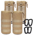 Water Bottles Pouches - 1000D Tactical Molle Drawstring 32OZ Hydration Carrier Bag - color: 4 Pack Tan