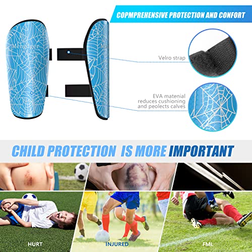 Shin Guards Soccer Youth Kids Boys Girls Toddler Shin Pads Child EVA Cushion Protection Reduce Shocks Injurie Calf Protective Gear Suitable for 4 5 6 7 8 9 10 11 12 Years Old - color: Blue, size: Small