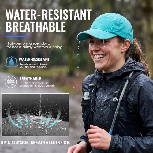 Waterproof Baseball Cap Running Hat Mens Womens Rain Hat Quick Dry Golf Hat with Sweatband Outdoor Breathable Sports Cap - color: Light Aqua