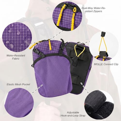 Backpack Strap Attachment Bag, Portable Phone Pocket & Water Bottle Holder Pouch for Outdoor Hiking, Travel, Cycling (Purple) - color: Purple
