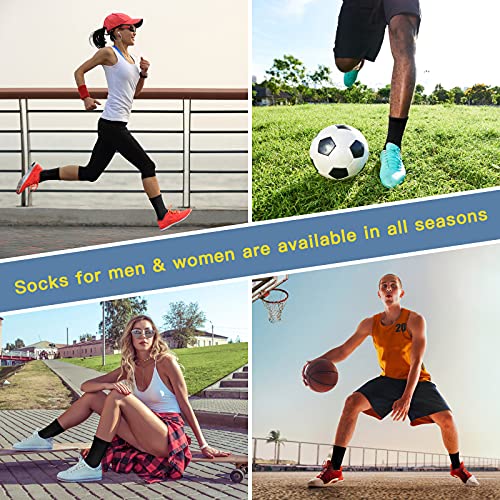 Felicigeely Athletic Crew Socks Cushioned Breathable for Men & Women 6 Pack - color: Black, size: 9-12