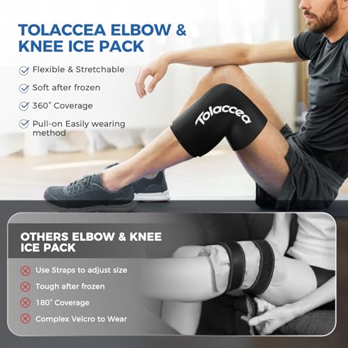 Elbow & Knee Ice Pack, Reusable Gel Cold Therapy Compression Sleeve Wrap - color: Black, size: Large