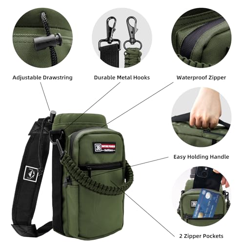 NATURE PIONEOR 26-128 oz Insulated Water Bottle Carrier Holder with Strap - color: Green, size: 32-36oz