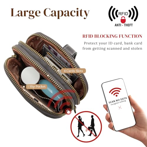 S-ZONE Small Crossbody Bags for Women Trendy RFID Blocking Cell Phone Purse - color: Dark Grey