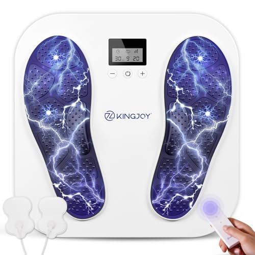 KINGJOY Foot Massager for Neuropathy, Rechargeable EMS TENS Foot Stimulator with 10 Modes 20 Intensities for Circulation Plantar Fasciitis & Swelling Pain Relief, Gifts for Women Men-White