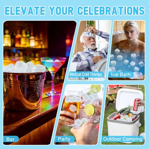 300 PCS Reusable Ice Cube for Drink, Refreezable Plastic ice Cubes Without Diluting BPA Free, Large Pack With Bag, Suitable for Whiskey Coffee Bars Ice Baths Camping, Instant Cooler Packs - color: White