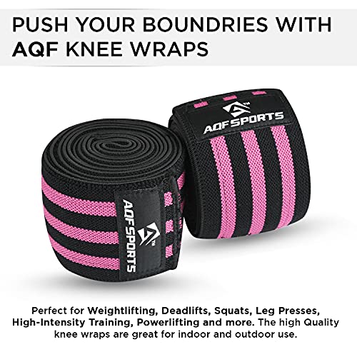 AQF Knee Wraps for Weightlifting Bandage - 78" IPL & USPA Approved (Pair) - color: Blk & Pnk