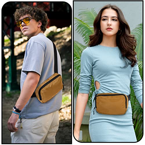 Amazerbst Belt Bag, Fanny Pack, Everywhere Belt Bag,40 Inch Adjustable Strap,for Women and Men,Waterproof - color: Dark Brown