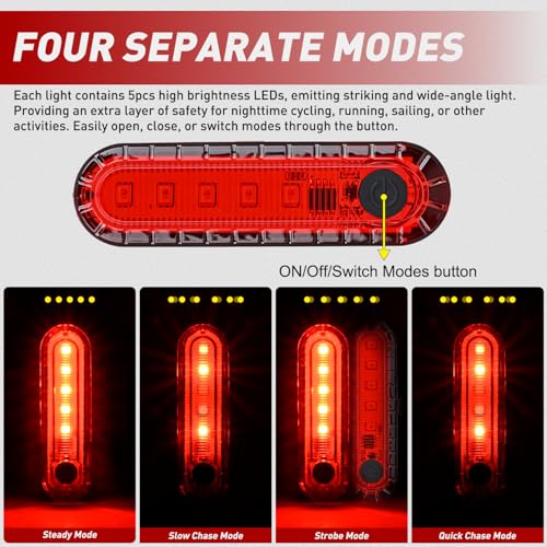 Nilight Marine Boat Navigation Light 2PCS Red Port Bow Lights Four Modes - color: 5LED Navigation Light-Red