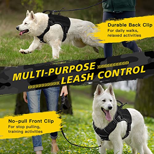 WINGOIN Black Tactical Dog Harness for Large Dogs,No Pull Dog Harness - color: Black, size: Large: 45-80 lbs (Chest:27-37",Neck:19-25")