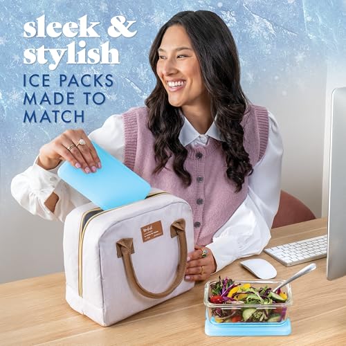 Cool Coolers by Fit & Fresh 4 Pack XL Slim Ice Packs, Quick Freeze Space Saving Reusable Ice Packs for Lunch Boxes or Coolers - color: Blue (4 Pack)