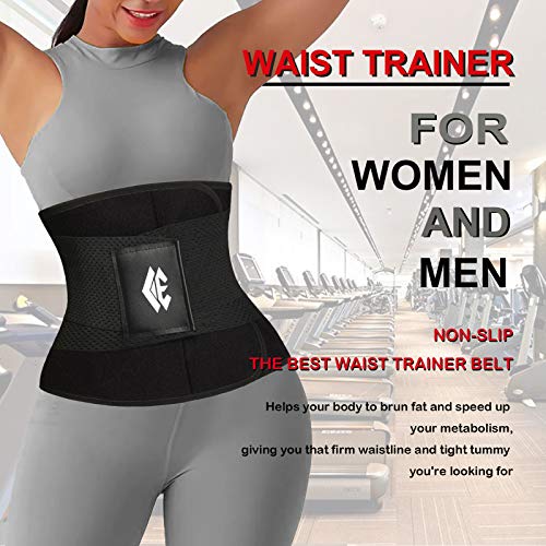 ChongErfei Waist Trainer Belt for Women & Man - Waist Trimmer Ab Belt - color: Black, size: XX-Large