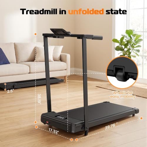 ANCHEER Incline Walking Pad with Handle Bar, Foldable Treadmill-Home/Office - color: 09-Black