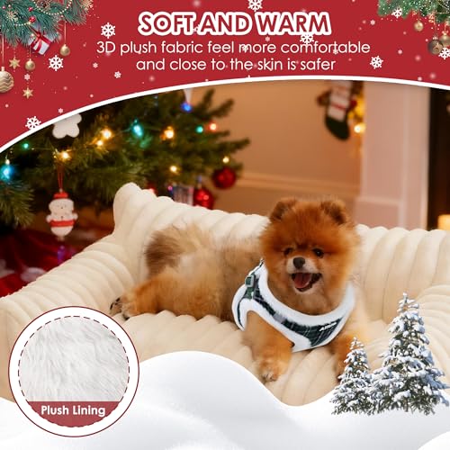 AIITLE Christmas Plush Small Dog Harness and Leash, Puppy Vest, Green XXS - color: Green, size: XXS