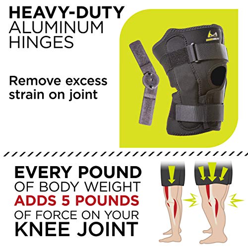 BraceAbility Obesity Hinged Knee Pain Brace - Overweight Men and Women's Wraparound Plus-Size Support for Osteoarthritis, Joint Pain, Ligament Weakness, Medial and Lateral Kneecap Instability (5XL) - size: 5X-Large