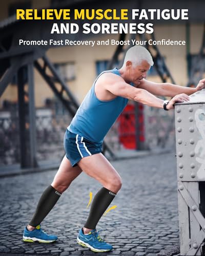 CAMBIVO Calf Compression Sleeve 3 Pairs Footless Compression Socks Running - color: Pure Black, size: XX-Large