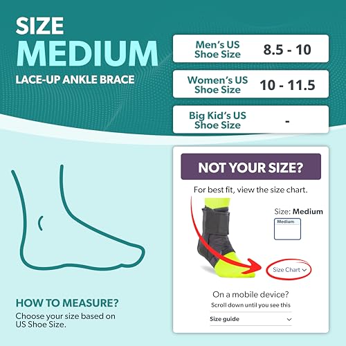BraceAbility Sports Ankle Brace - Best Lace Up Figure 8 Sprained, Rolled or Twisted Treatment Active Support Wrap Stabilizer Splint for Basketball, Volleyball, Soccer, Working Out, Running Pain (M) - size: Medium