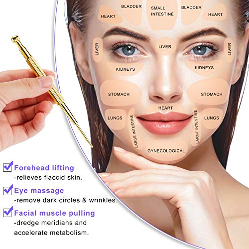 Nuanchu 2 Pcs Facial Reflexology Massage Tool Retractable Acupuncture Pen