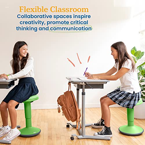 ECR4Kids Sitwell Wobble Stool with Cushion, Adjustable Height, Active Seating, Grassy Green - color: Grassy Green