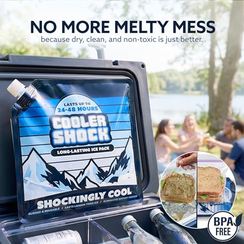 Cooler Shock Reusable Ice Packs for Cooler - Long Lasting Cold Freezer Packs for Coolers and Lunch Boxes - Cooler Ice Packs for Camping Gear, Fishing, Road Trips, Beach Must Haves - style: Medium - 4pk