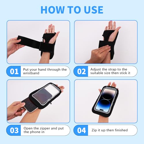 Wrist Phone Holder, Arm Phone Holder for Running with Card Slot and Adjustable Strap, Suitable for Phones Smaller Than 7.0 Inches