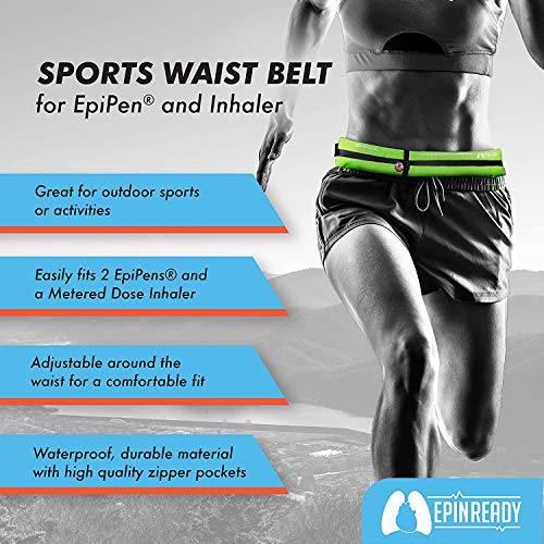 EpiPen Waist Belt with M.D.I. Inhaler - Lime Green