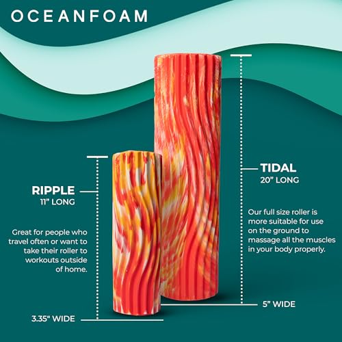 Oceanfoam Tidal Foam Roller for Exercise (Red, Gold & Natural Marbled) - color: Red, Gold & Natural Marbled