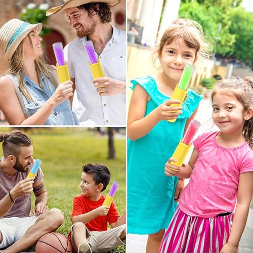 JANYUN 24 Pack Yellow Popsicle Bags Ice Pop Sleeves Antifreezing Holder - color: Yellow