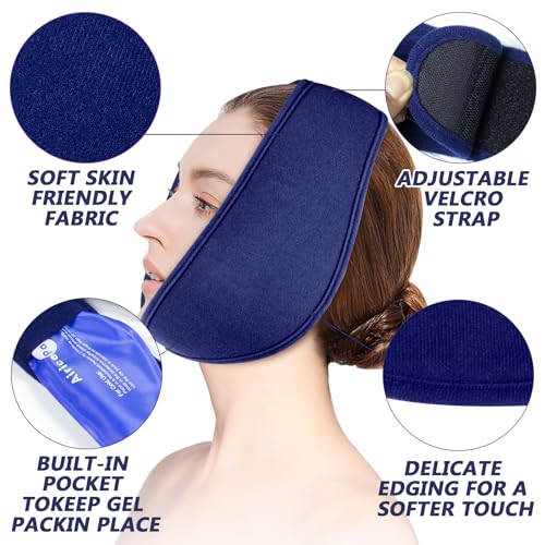 AiricePac Wisdom Teeth Ice Pack Head Wrap, Face Ice Pack for Jaw Oral Surgery Pain Relief for TMJ, Teeth Removed, 4 Cold Therapy Gel Packs Reusable, Blue - style: FACE ICE PACK