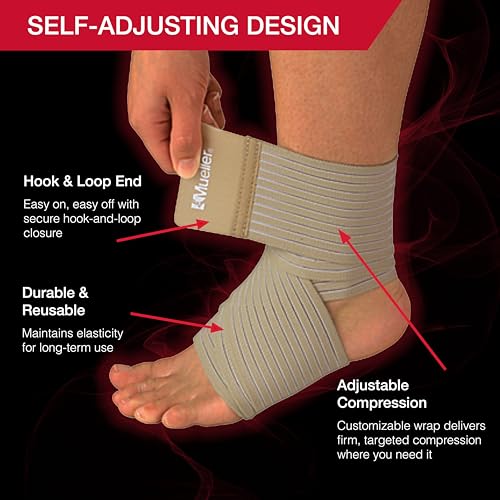 MUELLER Sports Medicine All-Purpose Support Wrap for Men and Women, Adjustable Compression for Joint and Muscle Support, Beige - size: Regular (Pack of 1)