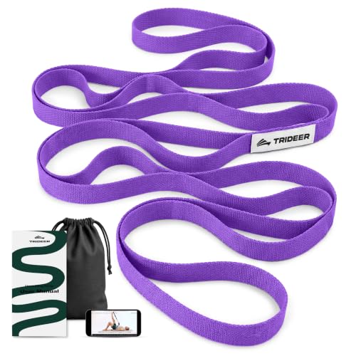 Trideer Stretching Strap with Loops for Physical Therapy,Non-Elastic - color: Purple