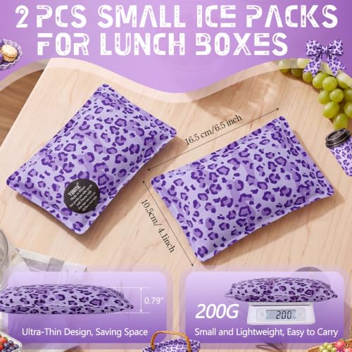 VIHOSE 2 Pcs Ice Packs for Lunch Box Bag - color: Purple, style: Leopard Print