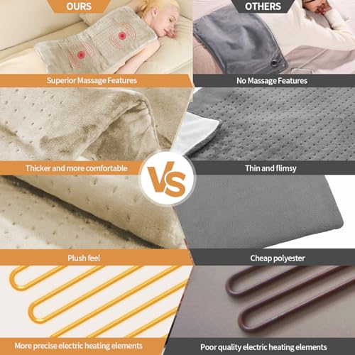 SAROO Heating Pad for Back Pain Cramps Relief,12"×24",Camel - color: Camel