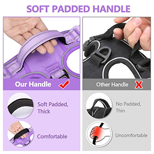 PoyPet No Pull Dog Harness, Reflective Vest with 2 Leash Clips & Handle - color: Light Purple(Matching Trim), size: S