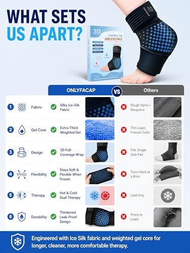 Ankle Ice Pack Wrap,Flexible Cold Therapy for Foot Pain Relief - color: Black, size: Large