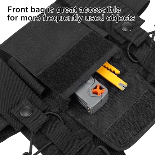Radio Chest Harness Chest Front Pack Pouch Holster Vest Rig for Two Way Radio Walkie Talkie(Rescue Essentials) - color: Black