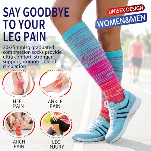 Open Toe Compression Socks 3 Pairs 20-25mmHg Toeless Graduated Compression Socks Sleeve - color: Blue and Black, size: Small/Medium (3 Pair)