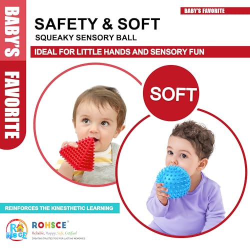 Baby Sensory Balls 6-12 Months, 3PCS Soft Spiky Teething Toys - color: Primary Geometric Soft-spike Balls