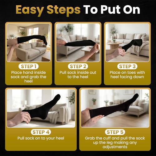 CopperJoint Compression Socks for Women & Men, Black & Tan, Large, 1 Pair - color: Black and Tan, size: Large