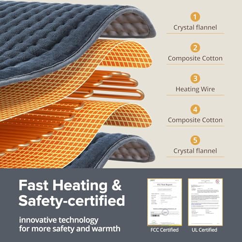 Heating Pad for Back Pain Relief, FSA Eligible HSA,17" x 33" Extra Large Heating Pads for Cramps, Electric Heating Pad with 6 Temperature Controller, Moist & Dry Heat, Auto Shut-Off, Machine Washable - color: Black&white
