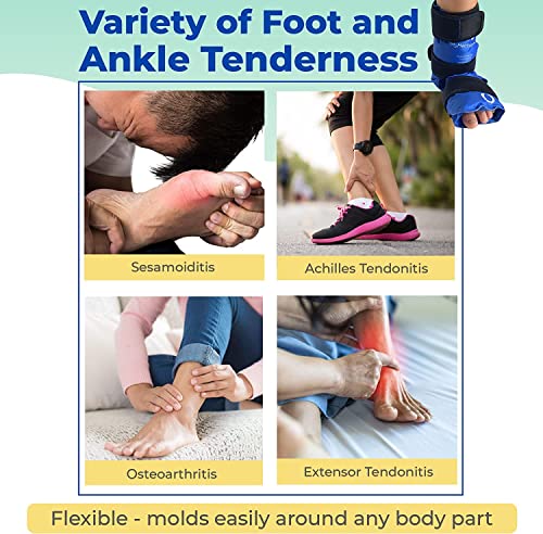Foot and Ankle Gel Pack - Reusable Gel Ice Pack with Elastic Fastener - Cold Packs for Post-Surgery or Sport Injuries, Flexible Ice Packs - Foot Wrap and Ankle Ice Pack Wrap Compression - 1 Pack Blue - style: Ankle Gel Ice Pack