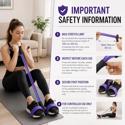 Premium 6 Tube Resistance Band – Powerful, Visible Results with Safe Low-Impact Design | Multifunction Pedal Resistance Band | Home Gym Equipment for Women | 30-Day Support