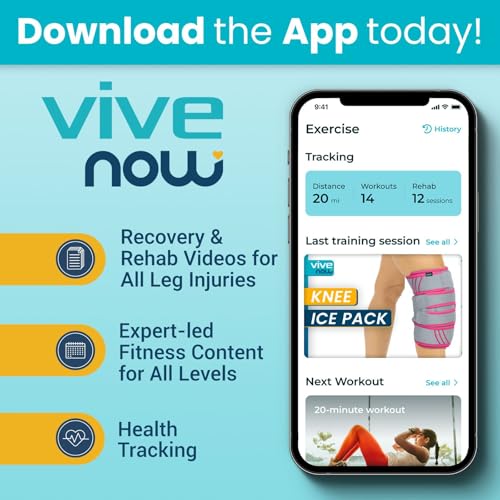 Vive Knee Ice Pack Wrap - Cold/Hot Gel Compression Brace for Pain Relief - color: Gray & Pink