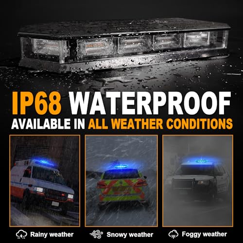 ASPL 16.5 Inch Roof Top Beacon Warning Strobe Light for Trucks Blue - color: Blue