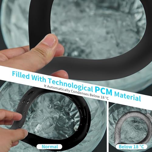 2PCS PCM Neck Cooling Tube with Insulated Bag, Reusable Ice Ring Neck Cooler Wrap, Wearable Neck & Shoulder Cooling Ring for Hot Weather Outdoor Work, TPU Freezable Collar (Blue+Black) - color: Blue+black