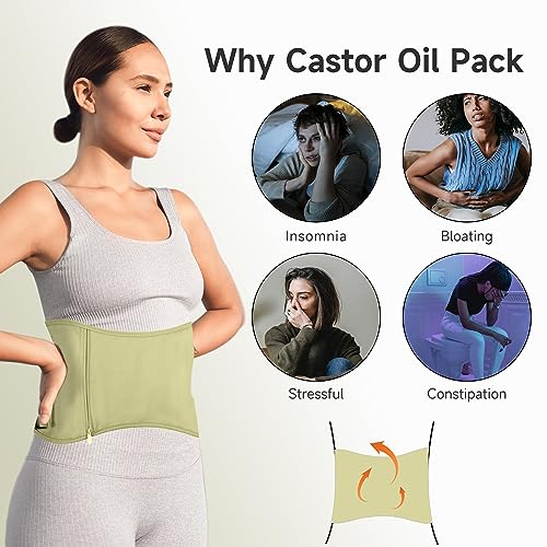 Langsprit Castor Oil Pack Wrap for Liver Detox and Inflammation - Organic - color: Mustard Yellow