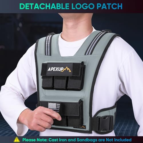APEXUP Weighted Vest Men, Adjustable Weight Vest for Running - color: Grey, size: With Weights-30lbs