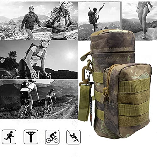Tactical Molle Water Bottle Holder Pouch Hydration Carrier Bag Tactical EDC Water Bottle Carrier with Detachable Shoulder Strap for Hiking Camping Outdoor Sport Travel - color: Ruin Ash